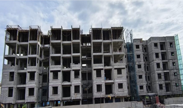 DRA Trinity construction update on 23-10-2025 showing completed North Side Viwe in Thoraipakkam, OMR, Chennai.